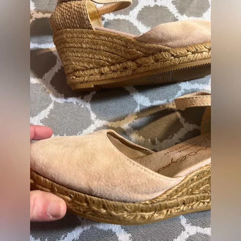 Tan Espadrille Wedge Shoes with Jute Heel Anthropologie brand Gainno md in Spain